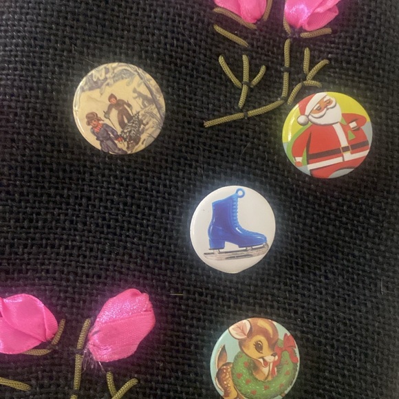 Christmas Bag Embroidered Xmas Pins Festive Holiday Season by River Island - Picture 2 of 12